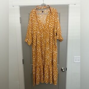 Mustard and White SHEIN Dress